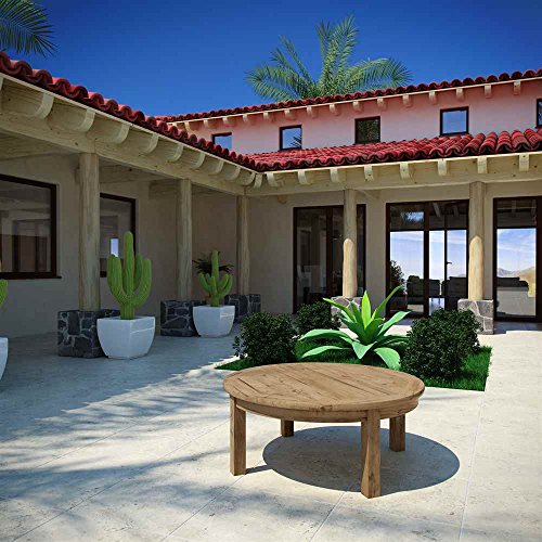 Marina Premium Grade A Teak Wood Outdoor Patio Round Coffee Table in Natural