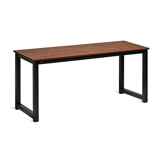 63 Inch Computer Desk, Home & Office PC Laptop Study Writing Table Workstation with Leg Bars, Modern Simple Industrial Style, Rustic Brown