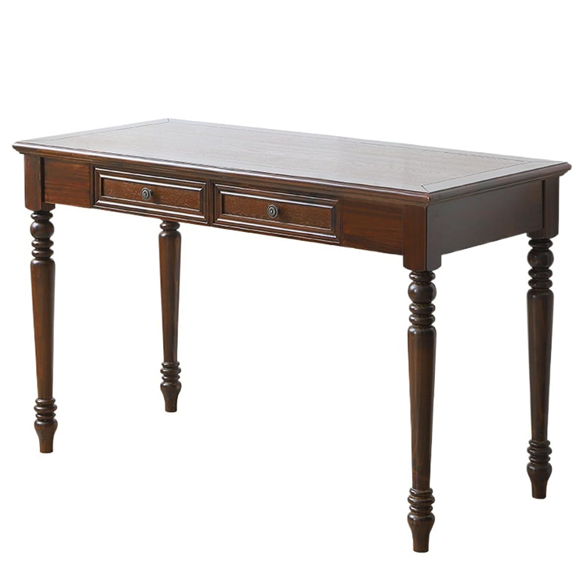Walnut Writing Desk with Drawers, 39.4" French Country Style (2 Drawers)