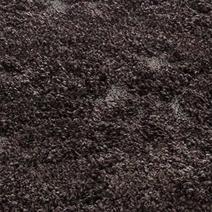 SAFAVIEH Florida Shag Collection Area Rug - 5' Square, Dark Brown & Smoke, Damask Design, Non-Shedding & Easy Care, 1.2-inch Thick Ideal for High Traffic Areas in Living Room, Bedroom (SG460-2879)
