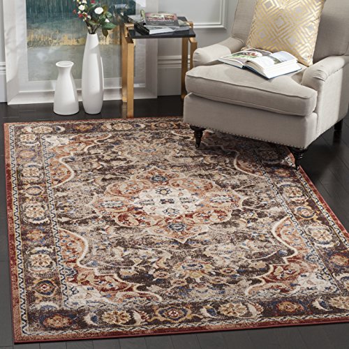 SAFAVIEH Bijar Collection Area Rug - 5'3" x 7'6", Brown & Rust, Traditional Oriental Distressed Design, Non-Shedding & Easy Care, Ideal for High Traffic Areas in Living Room, Bedroom (BIJ648D)