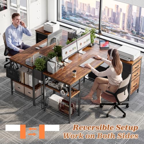 47.2'' L Shaped Office Desk with Power Outlets and 3 Drawers, view 8