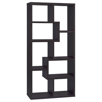 Coaster Theo 71-Inch 6-Shelf Bookshelf with Storage, Cappuccino 800264