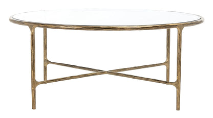 SAFAVIEH Couture Home Collection Jessa Brass Metal/Tempered Glass Top Round Coffee Table (Fully Assembled)