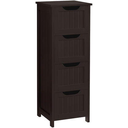 Yaheetech Bathroom Floor Cabinet, Wooden Side Storage Organizer, 4 Drawers Free-Standing Cabinet for Bathroom/Hallway/Living Room, Espresso