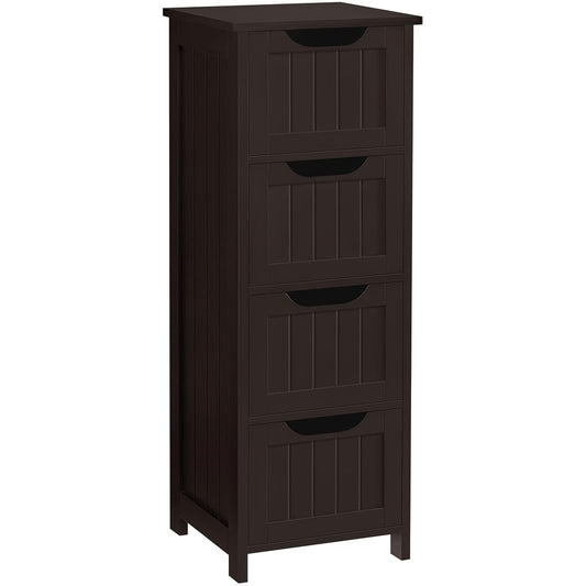 Yaheetech Bathroom Floor Cabinet, Wooden Side Storage Organizer, 4 Drawers Free-Standing Cabinet for Bathroom/Hallway/Living Room, Espresso