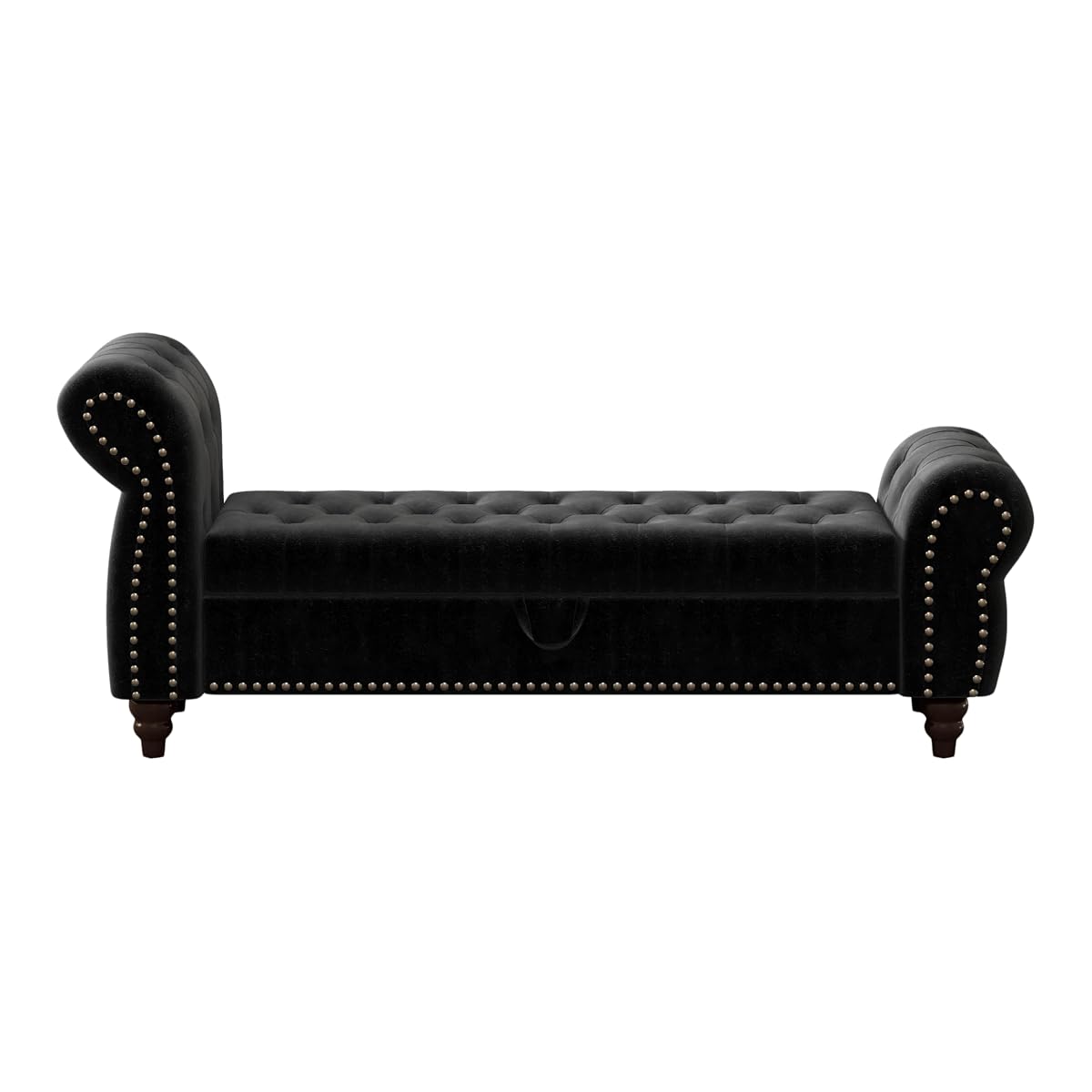 64.5" Bed Bench for Bed Room Nails Tufted Chaise of Lounge with Storage Velvet