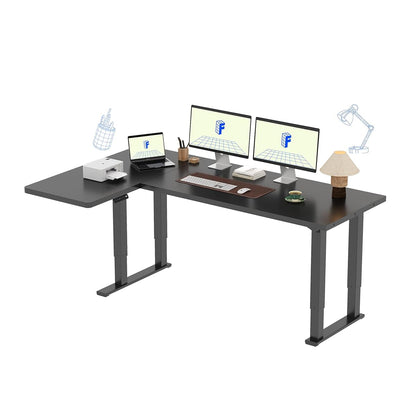 FLEXISPOT 4-Leg L-Shaped Standing Desk, 71 x 43 Inches Electric Height Adjustable Desk with Memory Controller, 220lb Load Capacity, Reversible L/R Corner Desk for Home Office, Gaming & Study, Black