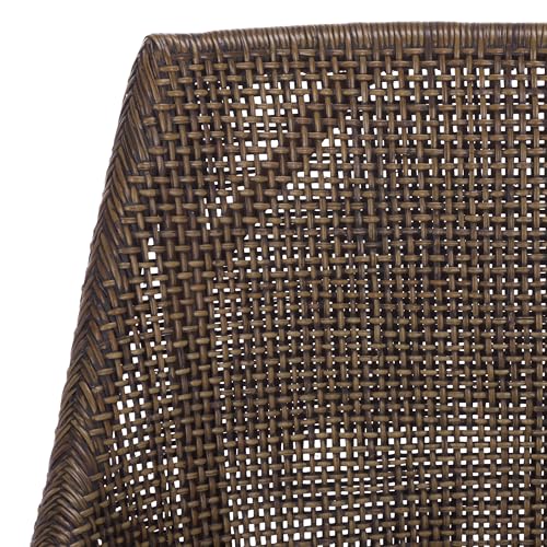 SAFAVIEH Home Collection – Maro Dark Brown Rattan Arm Chair with Ivory Seat Cushion, Modern Curved Silhouette, Fully Assembled (ACH4905A)