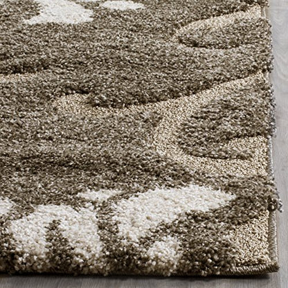 SAFAVIEH Area Rug 8x10 - Florida Shag Collection - Large - Smoke & Beige, Floral Design, Non-Shedding & Easy Cleaning, Plush Thick Pile, Ideal for Living Room, Bedroom, Dining Space (SG464-7913)