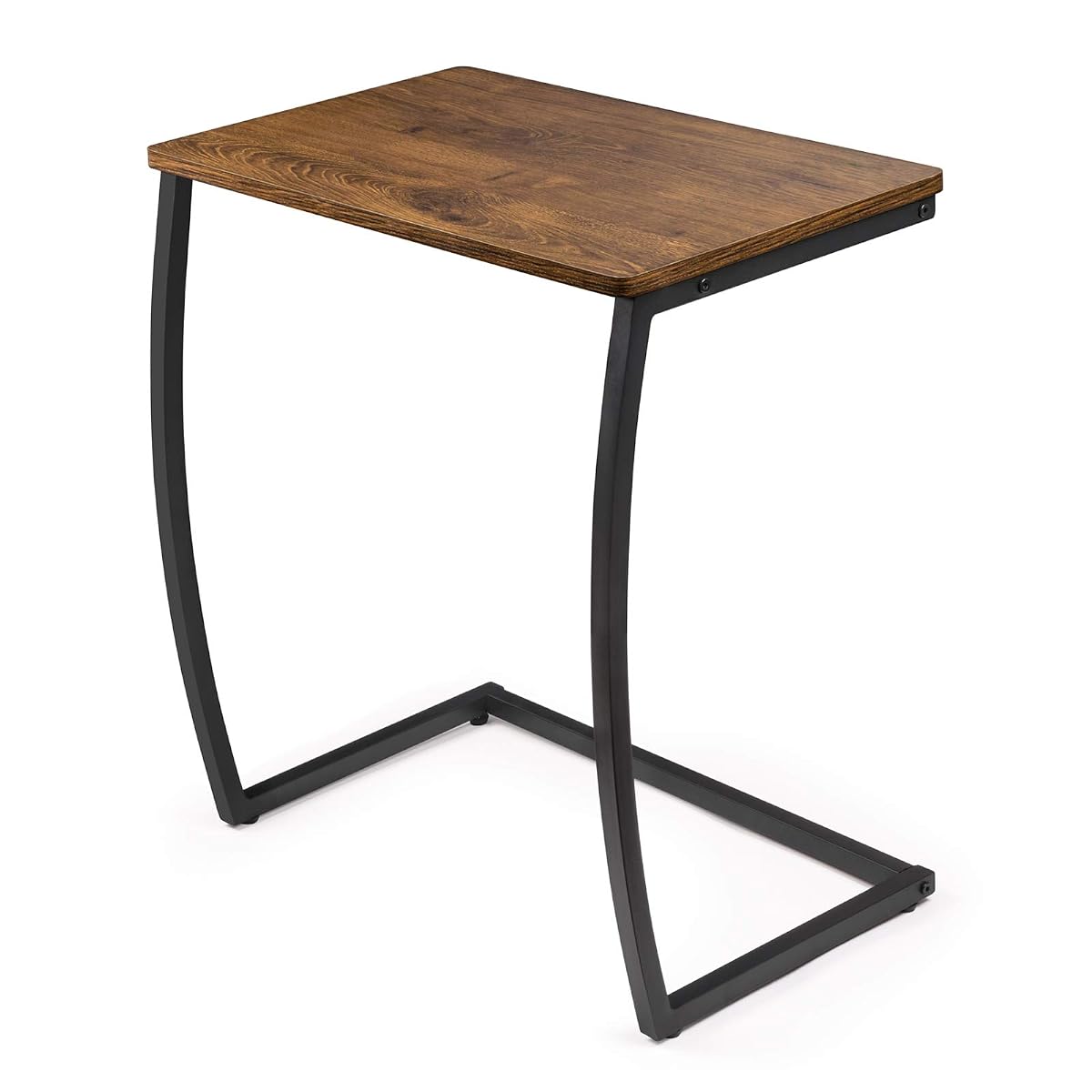 Side Table, End Table, Vintage C-Shaped Couch Table for Sofa Laptop Coffee Snack, Walnut