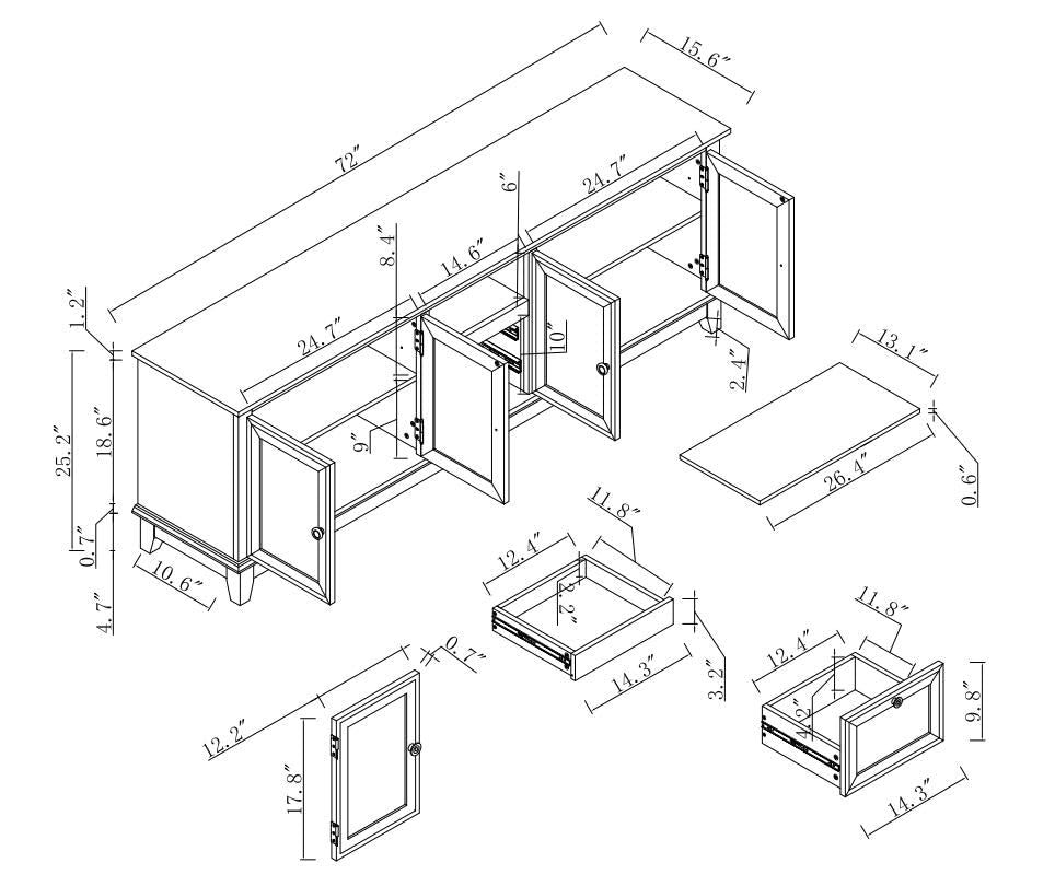 72" Farmhouse TV Stand for TVs Up to 80 Inches, view 3