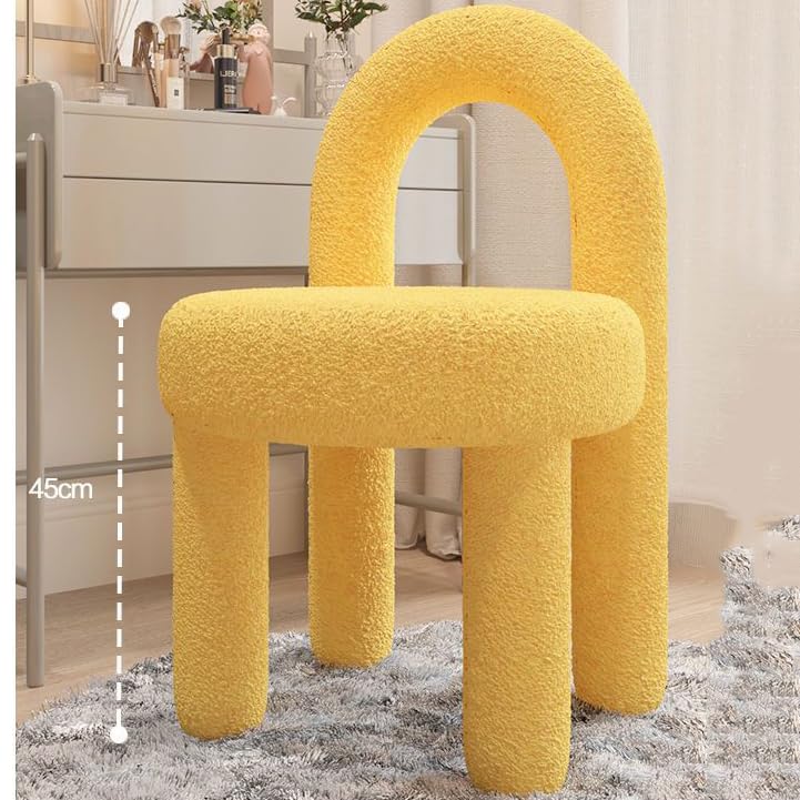 Bedroom Makeup Chair, Dressing Stool, Light Luxury and High-End Feeling, Simple and Thickened Internet Famous Nail and Dressing Table Chair,Cashmere White (Cashmere White)