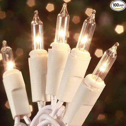 Christmas Lights 100 Count Mini Clear Lights 21ft White Wire Christmas Tree String Lights Set for Outdoor Indoor Christmas Decorations Wedding Valentines Day Decor,UL Certified (21feet)