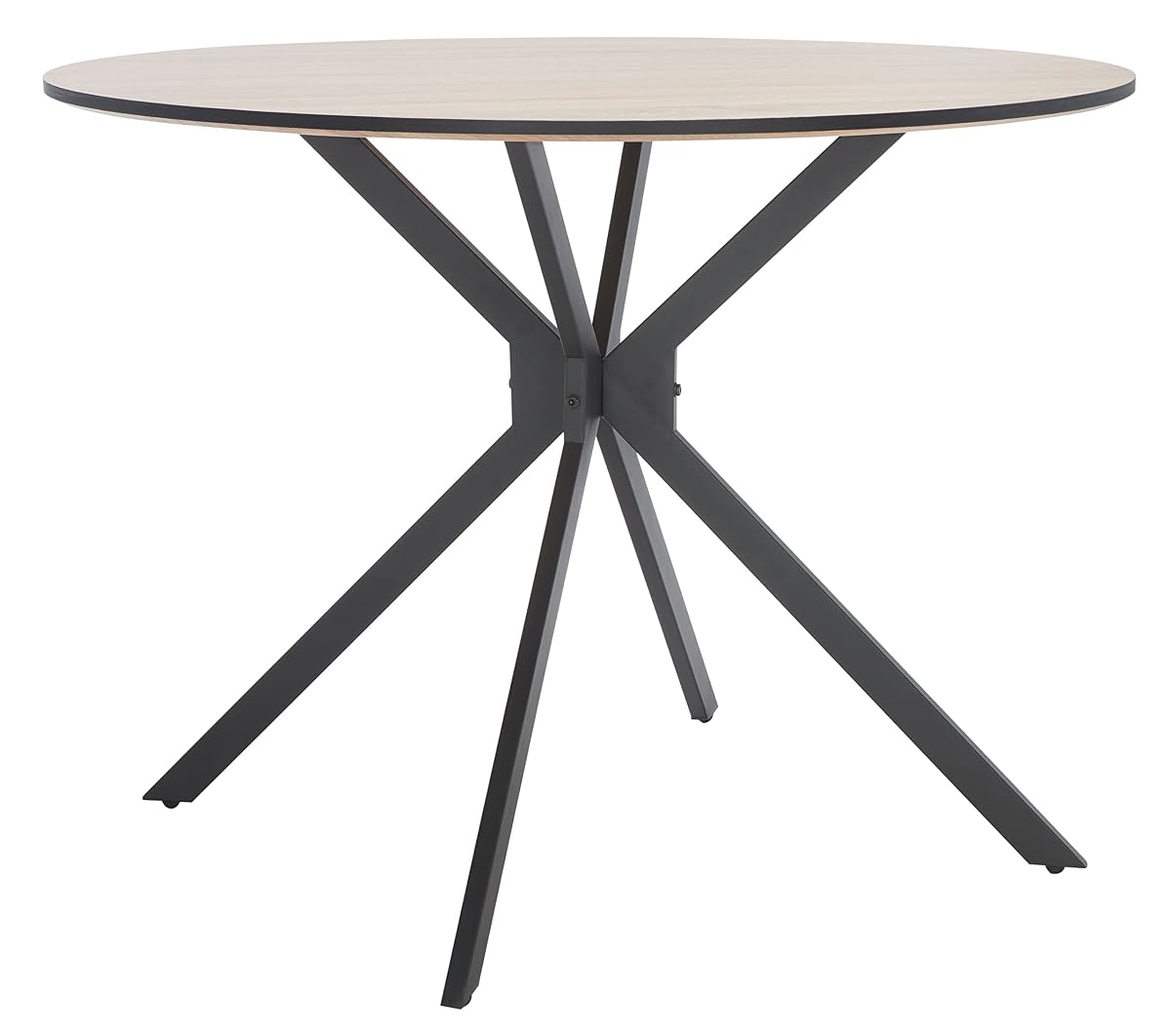 SAFAVIEH Home Collection Rixley Mid-Century Modern Natural/Black Round Top Dining Table