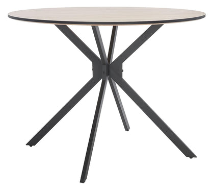 SAFAVIEH Home Collection Rixley Mid-Century Modern Natural/Black Round Top Dining Table
