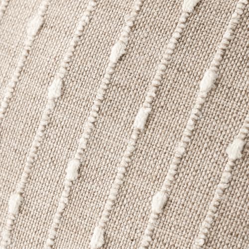 Pack of 2 Decorative Jacquard Boucle Throw Pillow Covers Accent Textured Striped Pillowcases Cozy Modern Cushion for Couch Sofa Bedroom Living Room Home Decor 18x18 Inch Natural Beige
