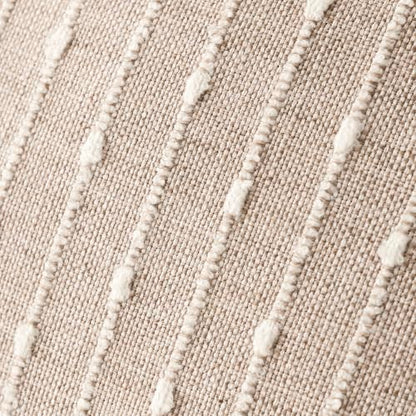 Pack of 2 Decorative Jacquard Boucle Throw Pillow Covers Accent Textured Striped Pillowcases Cozy Modern Cushion for Couch Sofa Bedroom Living Room Home Decor 18x18 Inch Natural Beige