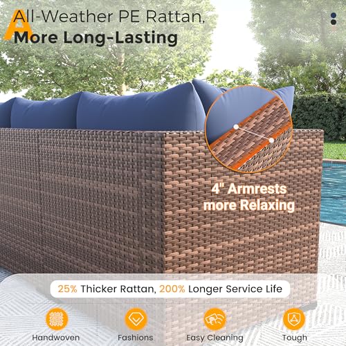 Patio Furniture Set with Fire Pit Table, 8-Piece Wicker Patio Set, view 7