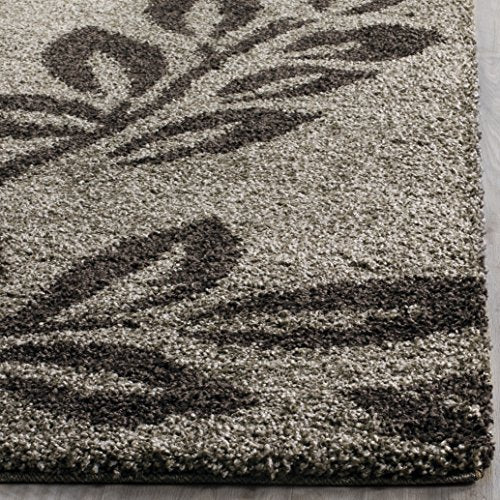 SAFAVIEH Florida Shag Collection Area Rug - 8'6" x 12', Smoke & Dark Brown, Floral Design, Non-Shedding & Easy Care, 1.2-inch Thick Ideal for High Traffic Areas in Living Room, Bedroom (SG456-7928)