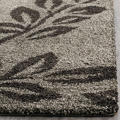 SAFAVIEH Florida Shag Collection Area Rug - 8'6" x 12', Smoke & Dark Brown, Floral Design, Non-Shedding & Easy Care, 1.2-inch Thick Ideal for High Traffic Areas in Living Room, Bedroom (SG456-7928)