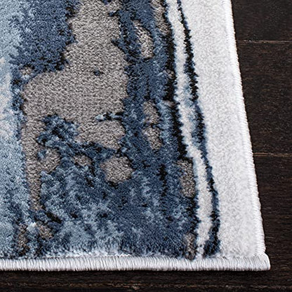 SAFAVIEH Craft Collection X-Large Area Rug - 12' x 15', Blue & Grey, Modern Abstract Design, Non-Shedding & Easy Care, Ideal for High Traffic Areas in Living Room, Bedroom (CFT819M)