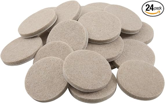 1.5" Round Reusable Felt Furniture Sliders for Hard Surfaces, Noise-Reducing Adhesive Furniture Moving Pads for Beds, Sofas, Dressers, Set of 24, Beige