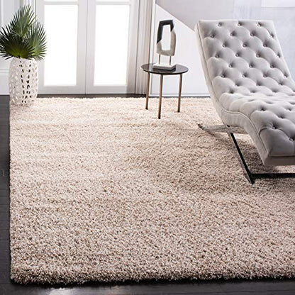 SAFAVIEH California Shag Collection Area Rug - 6'7" x 9'6", Beige, Non-Shedding & Easy to Clean, Ultra Plush Thick Pile, Ideal for Living Room, Bedroom, Dining Space (SG151-1313)