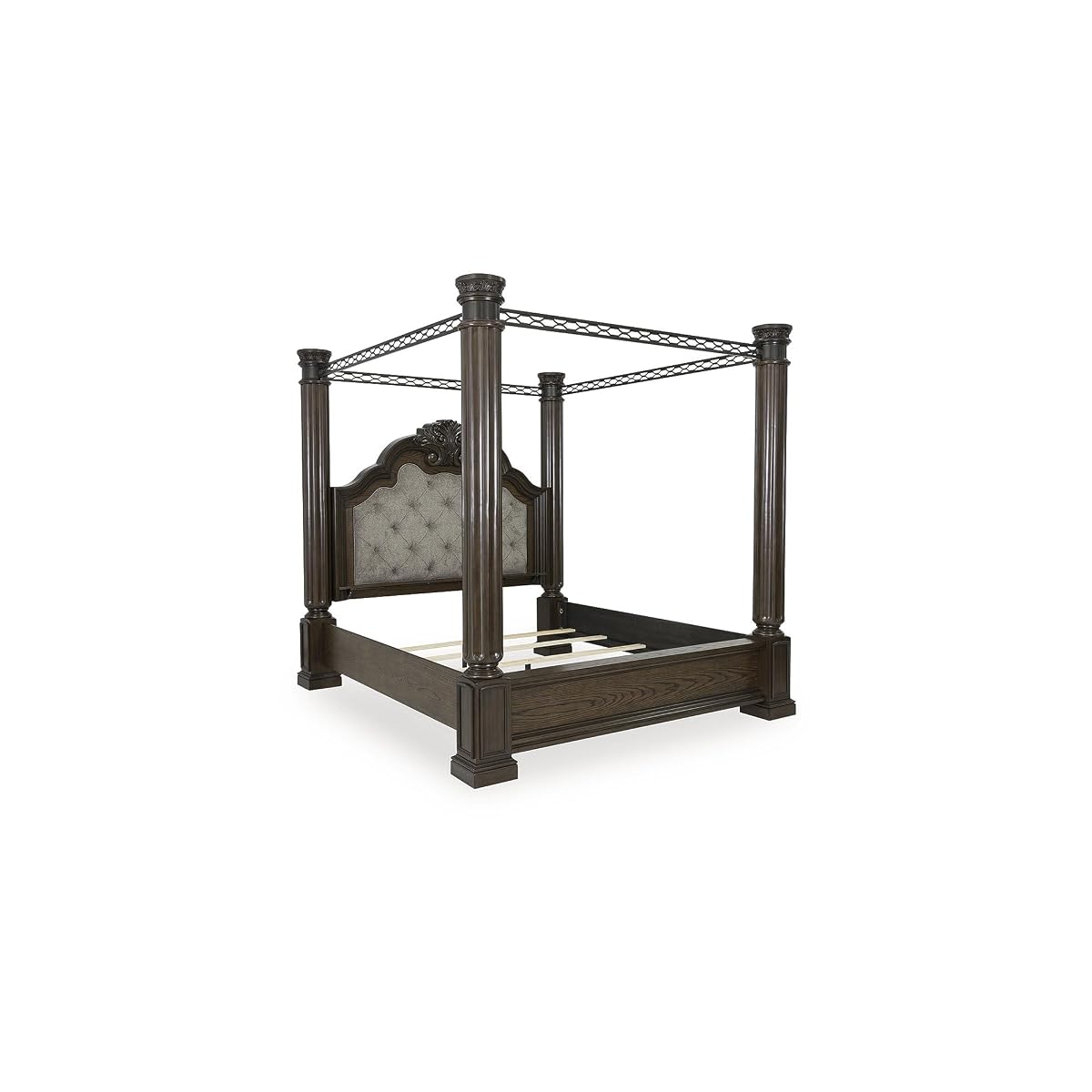 Dark Brown Maylee Queen Canopy Bed Frame