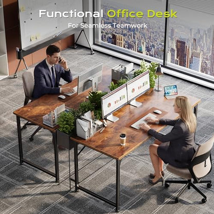 55 Inch Computer Desk, Home Office Desk with Spacious Desktop, Modern Gaming Desk, Writing Study Table for Bedroom, Small Spaces, Work from Home Desk with Metal Frame, Rustic Brown