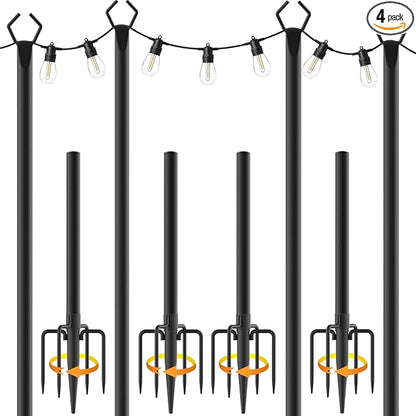 10Ft String Light Poles 4 Pack, Light Poles for Outside Lights, view 2