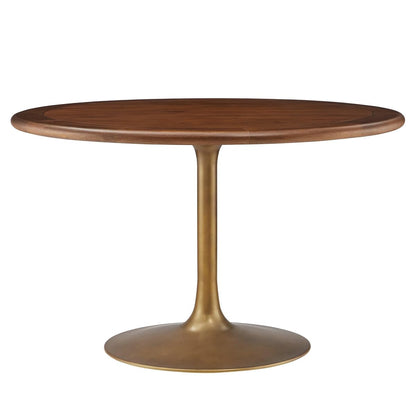 Lippa 48Inch Round Dining Table Pedestal Base Solid Wood Walnut Finish Modern Kitchen Room Entertaining Home Furniture Quality Stylish Elegant Durable Refined