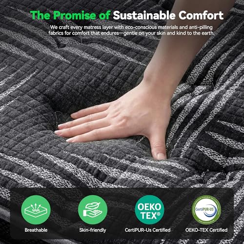 10 Inch King Hybrid Mattress with Gel Memory Foam & Pocket Springs, view 5