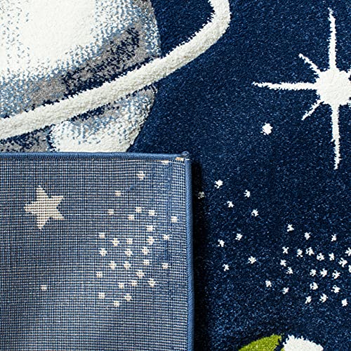 SAFAVIEH Carousel Kids Collection Accent Rug - 3'3" x 5'3", Navy & Ivory, Non-Shedding & Easy Care, Ideal for High Traffic Areas for Boys & Girls in Playroom, Nursery, Bedroom (CRK103N)