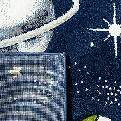 SAFAVIEH Carousel Kids Collection Accent Rug - 3'3" x 5'3", Navy & Ivory, Non-Shedding & Easy Care, Ideal for High Traffic Areas for Boys & Girls in Playroom, Nursery, Bedroom (CRK103N)