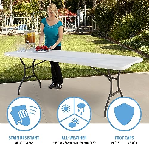 8-Foot Fold in Half Table, Light Commercial, White Granite