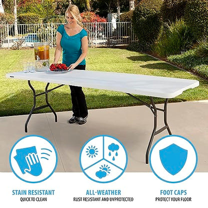 8-Foot Fold in Half Table, Light Commercial, White Granite