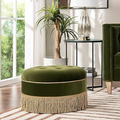 Jennifer Taylor Home Yolanda 24" Round Upholstered Accent Ottoman, Medium, view 4