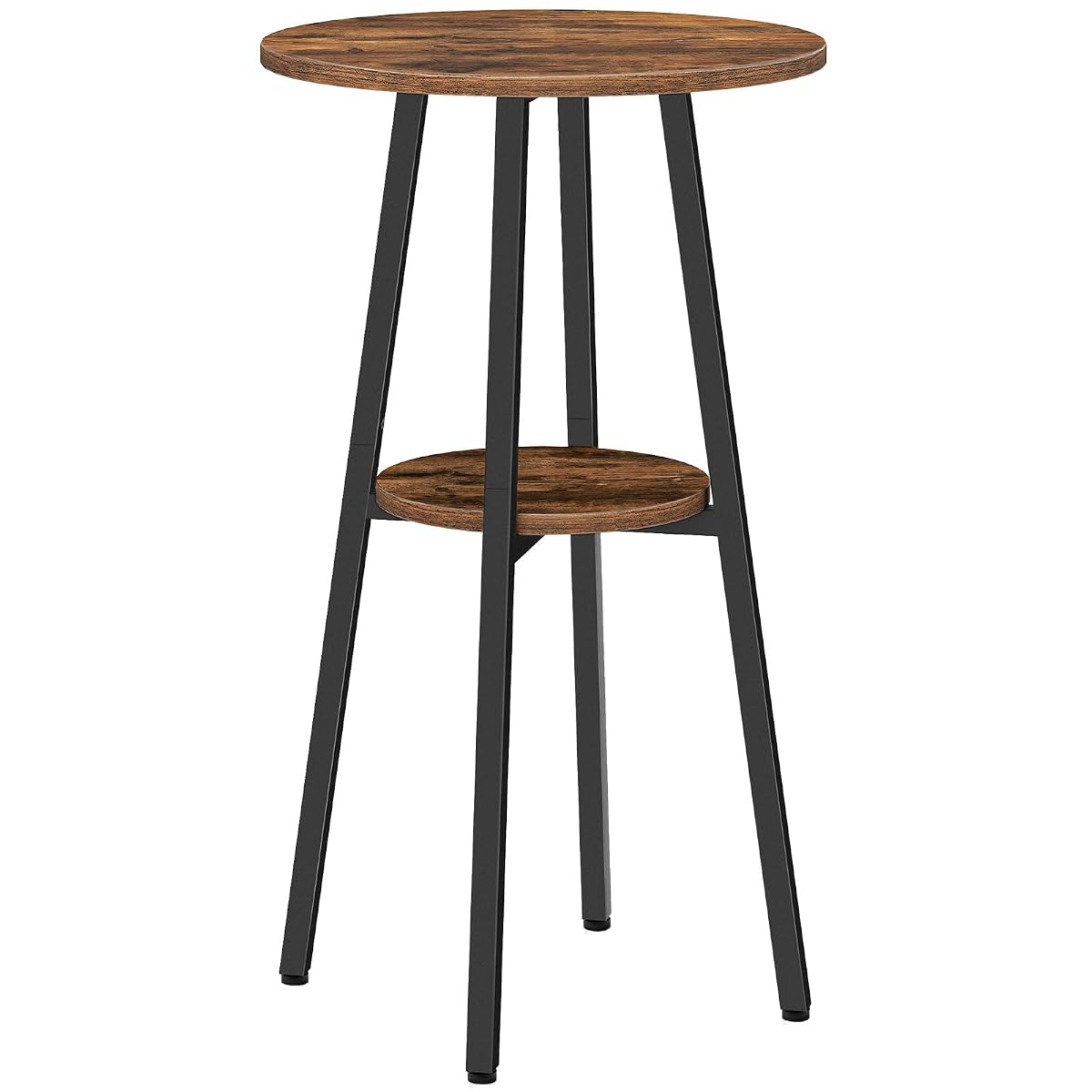 Bar Table, Round Pub Table, 2-Tier with Storage, 37.4" High Top for Small Spaces, with Top Particleboard for Kitchen, Easy to Assemble, Rustic Brown BF55BT01