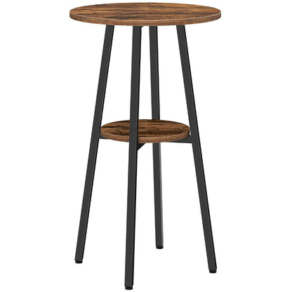 Bar Table, Round Pub Table, 2-Tier with Storage, 37.4" High Top for Small Spaces, with Top Particleboard for Kitchen, Easy to Assemble, Rustic Brown BF55BT01