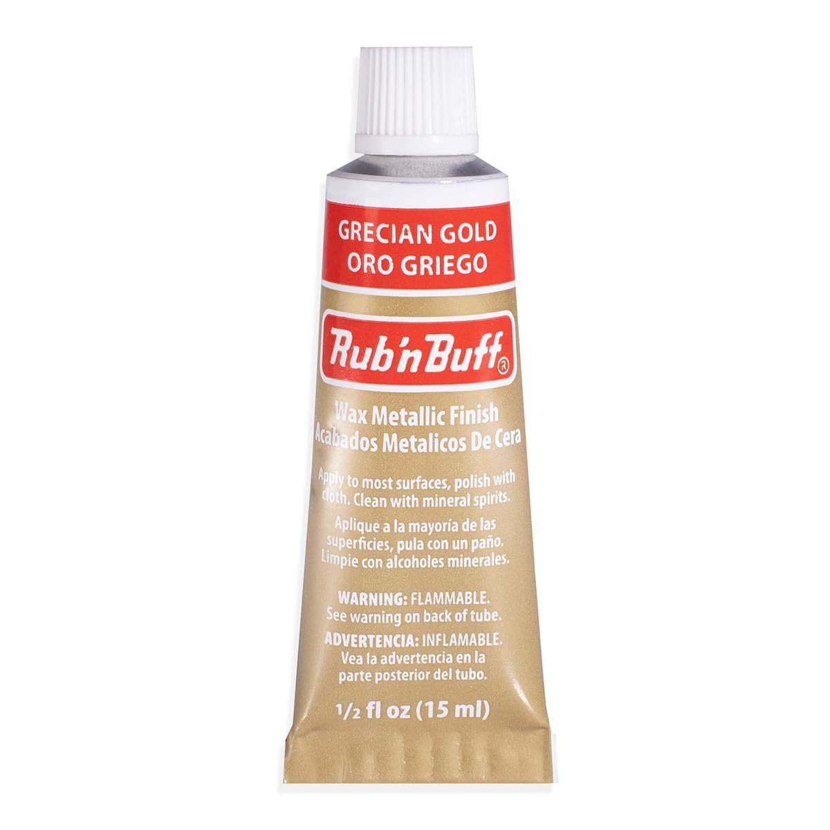 Rub n Buff Wax Metallic Finish - Rub n Buff Grecian Gold 15ml Tube - Versatile Gilding Wax for Finishing Furniture Antiquing and Restoration - Rub and Buff Colors Single Tube