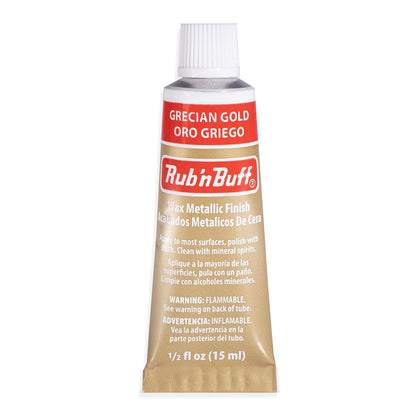Rub n Buff Wax Metallic Finish - Rub n Buff Grecian Gold 15ml Tube - Versatile Gilding Wax for Finishing Furniture Antiquing and Restoration - Rub and Buff Colors Single Tube