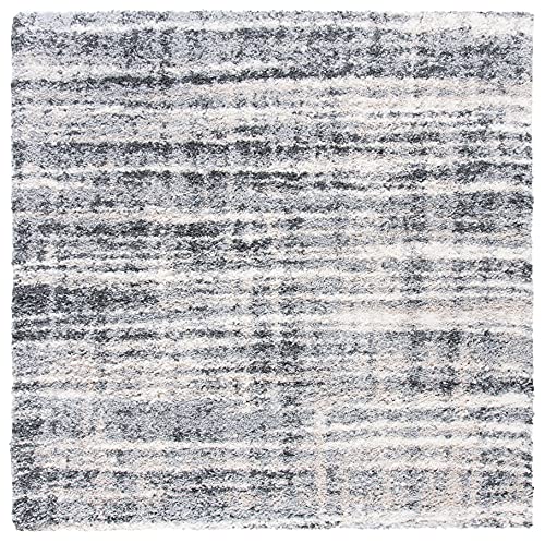 SAFAVIEH Fontana Shag Collection Area Rug, 5'3" Square, Grey & Ivory, view 2