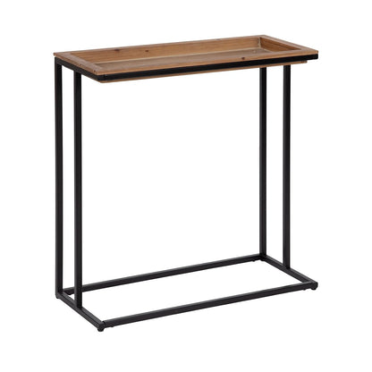 Lockridge Metal Console Table with Removable Tray Top, 28 x 31 x 13, Natural Wood and Black, Farmhouse Narrow Entryway Table with Inset Wooden Tray Top