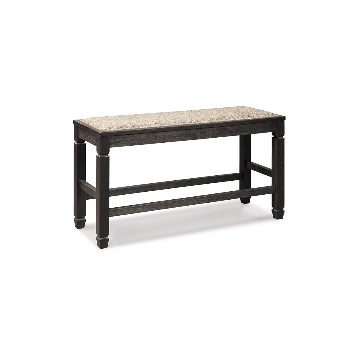 Signature Design by Ashley Tyler Creek Counter Height Dining Bench, Space-Saving 42-Inch Backless Design, Wood, Engineered Wood and Veneers with Polyester Cushion, Antique Black