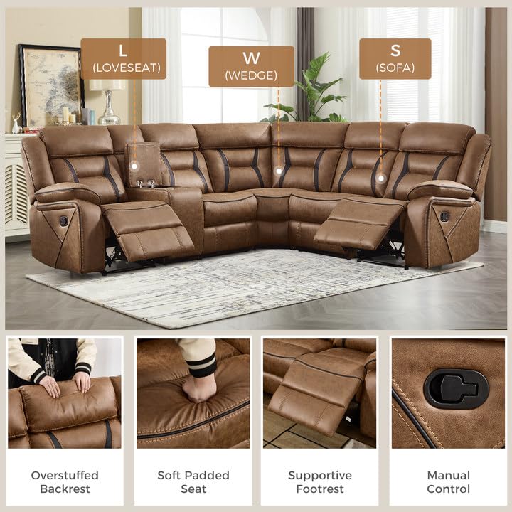 Manual Reclining Sectional Sofa for Living Room, view 4