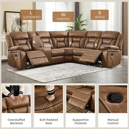Manual Reclining Sectional Sofa for Living Room, view 4