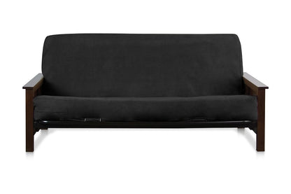 Black, Queen Size 60x80+10" Easy Fit Fitted Futon Cover Bonded Micro-Suede Sofa Daybed Mattress Slipcover | Elastic Backing (Black, Queen Size)