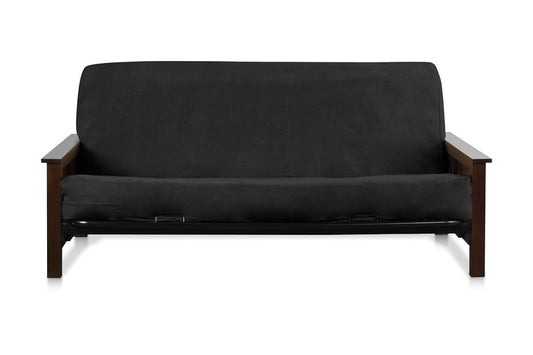Black, Queen Size 60x80+10" Easy Fit Fitted Futon Cover Bonded Micro-Suede Sofa Daybed Mattress Slipcover | Elastic Backing (Black, Queen Size)