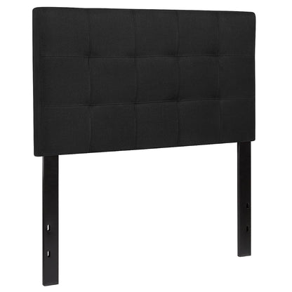 Bedford Box Stitch Tufted Upholstered Twin Size Headboard in Black Fabric